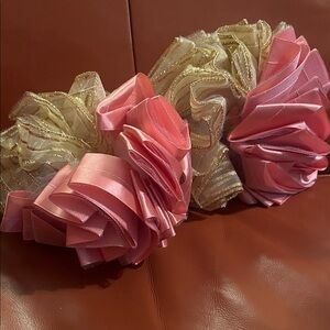 Elegant Pink and Gold Hair Scrunchies